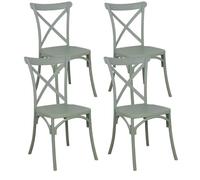 Lot de 4 chaises de terrasse en plastique vert sauge Dublin - Oviala