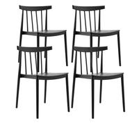 Lot de 4 chaises de terrasse noires en plastique - Oviala Lisboa