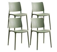 Lot de 4 chaises de terrasse vert cactus en plastique Riga - Oviala