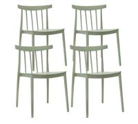 Lot de 4 chaises de terrasse vert sauge en plastique Lisboa - Oviala