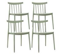 Lot de 4 chaises de terrasse vert sauge en plastique - Oviala Lisboa