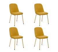 Atmosphera - Chaise Neora Jaune Ocre - Revêtement Velours et Pieds Acier - Salle à Manger, Salon, Bureau