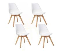 Lot De 4 Chaises Design Scandinave Baya - Blanc Blanc