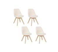 Atmosphera - Lot de 4 chaises design scandinave en bouclette - Blanc Blanc