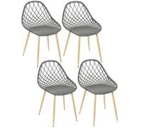 Lot de 4 chaises d'extérieur ajourées en polypropylène Gris, L. 57 x l. 51.20 x H. 80.20 cm, MALAGA
