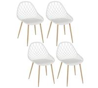 Toilinux - Lot de 4 chaises d'extérieur Malaga en polypropylène - Blanc