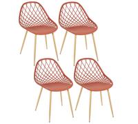 Lot De 4 Chaises D'extérieur Malaga En Polypropylène - Terracotta Rouge