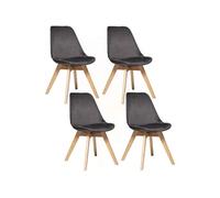Toilinux - Lot de 4 Chaises effet velours Baya - Gris - Baya Gris G