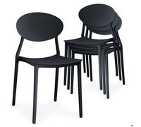 Menzzo Chaises empilables Balagan Lot de 4 Noir