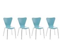 CLP Trading GmbH - Lot de 4 chaises Calisto empilables piètement stable en métal chromé - Bleu clair