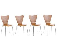 Lot de 4 Chaises Empilables Calisto I Chaise De Visiteur avec Pičtement Stable en Métal Chromé I Chaise pour Zone D'Attente, Couleur:chęne