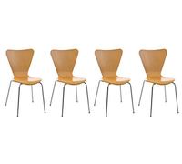 Lot de 4 Chaises Empilables Calisto I Chaise De Visiteur avec Piètement Stable en Métal Chromé I Chaise pour Zone D'Attente, Couleur:Nature