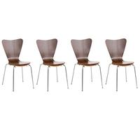 Lot de 4 Chaises Empilables Calisto I Chaise De Visiteur avec Piètement Stable en Métal Chromé I Chaise pour Zone D'Attente, Couleur:Noyer