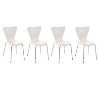 Lot de 4 Chaises Empilables Calisto I Chaise De Visiteur avec Piètement Stable en Métal Chromé I Chaise pour Zone D'Attente, Couleur:Blanc