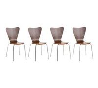 CLP Trading GmbH Lot de 4 Chaises empilables Calisto – Chaise visiteur, piètement métal chromé, Noyer