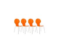 CLP Lot De 4 Chaises Empilables Robustes Diego I Chaises Empilables en Bois avec Dossier I Siège Confortable Forme Ergonomique I Pratique, Couleur:Orange