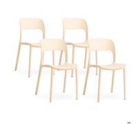 Lot de 4 chaises empilables en polypropylène pour jardin ou intérieur, hydrofuges et résistantes, design moderne - BARBARA - Crème