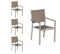 Lot de 4 chaises en aluminium taupe - textilène taupe Happy Garden