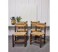 Lot de 4 chaises en bois et paille n°909