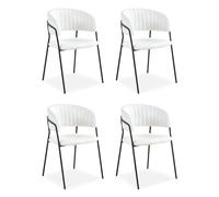 Lot de 4 Chaises en Bouclette "Batora" 79cm Crème & Noir