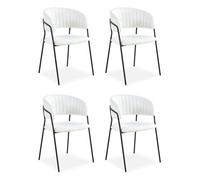 Lot de 4 Chaises en Bouclette ""Batora"" 79cm Crème & Noir
