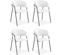 Menzzo Chaises Batora 79 cm en bouclette - Lot de 4 Crème & Noir