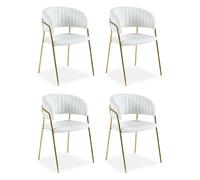 Lot de 4 Chaises en Bouclette "Batora" 79cm Crème & Or