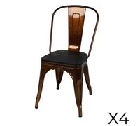 Lot de 4 chaises en métal doré style industriel. Collection FACTORY.