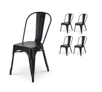 Lot de 4 chaises en métal noir mat - Style industriel