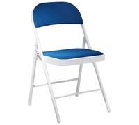 Lot de 4 Chaises en Métal Pliantes Cadre Blanc et Dossier Bleu Sparks