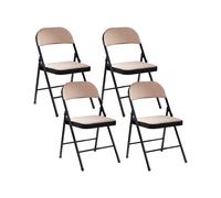 Lot de 4 Chaises en Métal Pliantes Cadre Noir et Dossier Beige Sparks