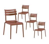 Lot de 4 Chaises en Plastique Recy t Polypropylène Rouge Terracotta - TANGUY - ALTOBUY Rouge G