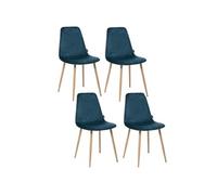 Toilinux - Lot de 4 Chaises en polyester effet velours et pieds en fer Roka - Bleu Canard - Roka Bleu canard