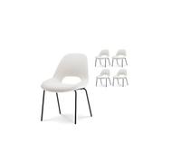 Kosmi Lot de 4 chaises en Tissu Beige Lucas Aspect Bouclette