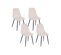 Atmosphera - Lot de 4 chaises en tissu chenille et pieds métal TYKA - Beige - Tyka Beige