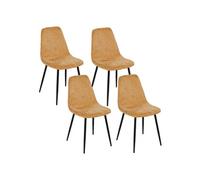Atmosphera - Lot de 4 chaises en tissu chenille et pieds métal TYKA - Orange - Tyka Orange
