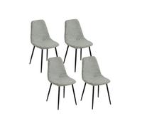 Atmosphera - Lot de 4 chaises en tissu chenille et pieds métal TYKA - Vert - Tyka Vert