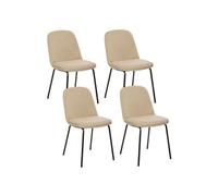 Atmosphera - Lot de 4 chaises en tissu et pieds métal NEORA - Beige et noir - Neora