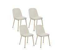 Atmosphera - Lot de 4 chaises en tissu et pieds métal NEORA - Ivoire et bois - Neora bois