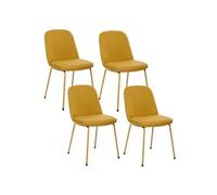 - Lot de 4 chaises en tissu et pieds métal NEORA - Ocre et bois - Neora