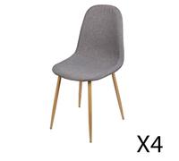 Lot de 4 chaises en tissu gris foncé avec pieds en métal effet bois - 45x87x54 cm, hauteur d'assise 49 cm - Collection NORDICA