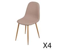 Lot de 4 chaises en tissu taupe avec pieds en métal effet bois - 45x87x54 cm, hauteur d'assise 49 cm - Collection NORDICA