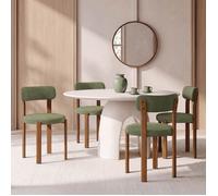 Lot de 4 chaises en tissus chenille kaki vert NELLA