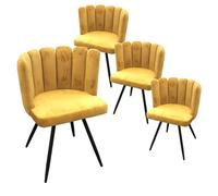 Lot De 4 Chaises En Velours Ariel Jaune Home Deco Factory