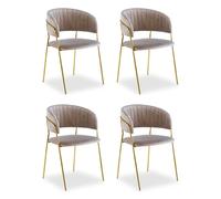 Lot de 4 Chaises en Velours "Batora" 79cm Taupe
