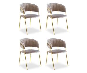 Lot de 4 Chaises en Velours "Batora" 79cm Taupe