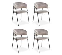 Lot de 4 Chaises en Velours "Batora" 79cm Taupe & Noir