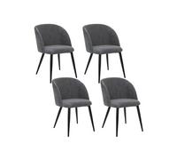 Toilinux - Lot de 4 chaises en velours côtelé CELESTE - Gris foncé - Celeste Gris foncé G