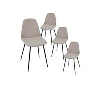 Lot de 4 chaises en velours côtelé coloris taupe - AMORY -
