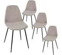 Lot de 4 chaises en velours côtelé coloris taupe - AMORY - ALTOBUY Gris